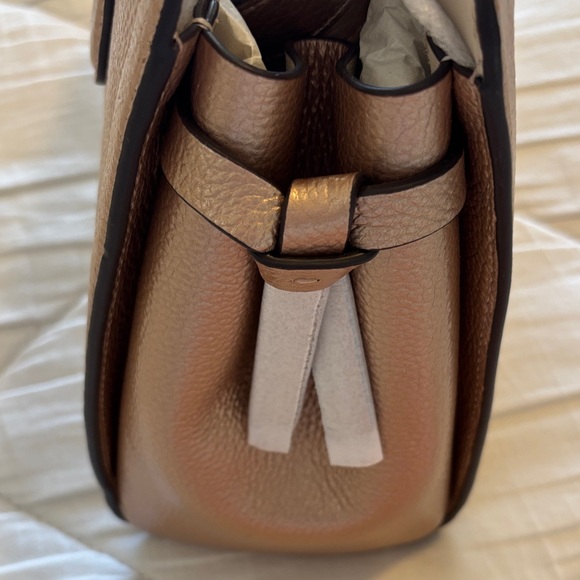 kate spade Rose Gold metallic Knot Medium Leather Satchel - Picture 7 of 13